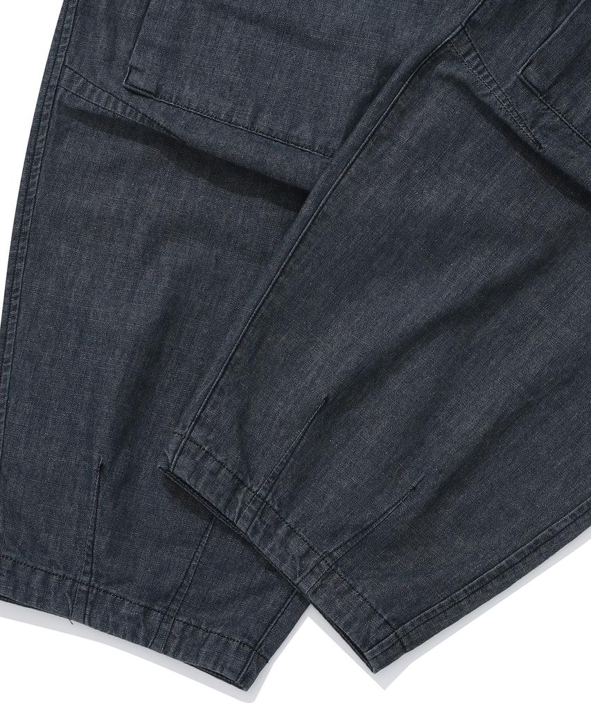 COLUMBIA UNIVERSITY Sl-Label Denim Wide Fit Balloon Pants Black Denim