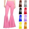 (Qunide) Women's Solid Color Trousers Elastic Waist Sport Stretch Flare Running Casual Pants