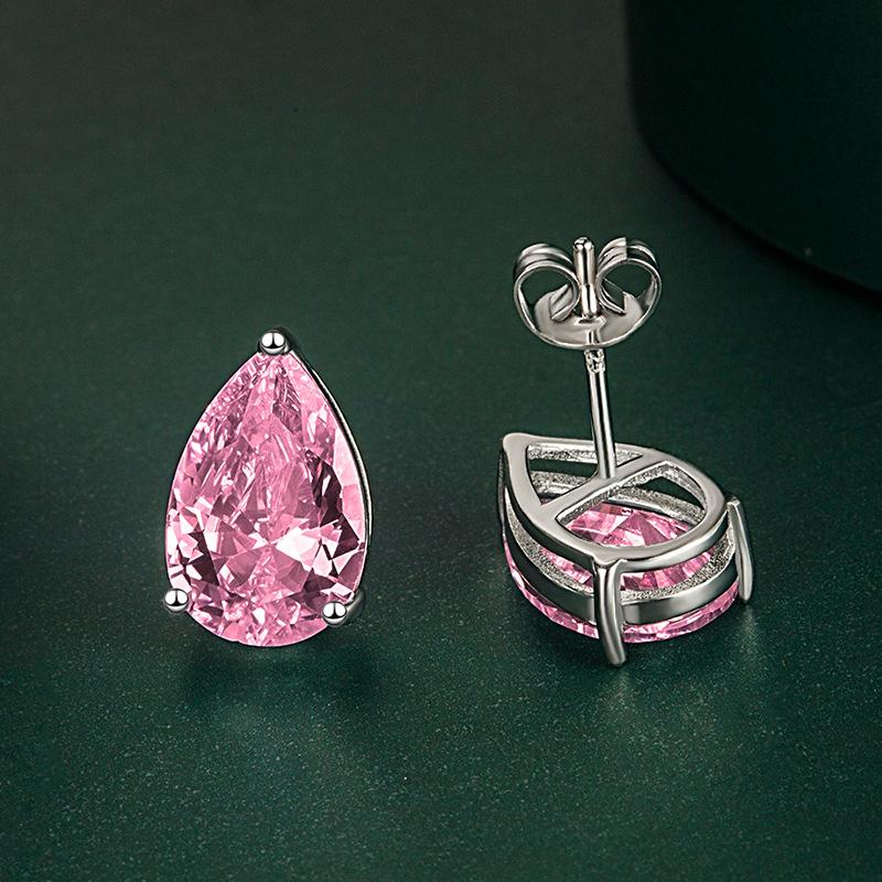 SACE GEMS Copper Alloy Zircon Pear Shaped Cut Water Drop Earrings Female Color Treasure Earrings Yellow Pink Earrings