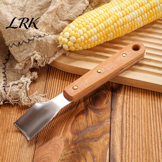 Домашняя Кухня Инструмент для Подготовки Кукурузы Инструмент для Очистки, Лезвие из Нержавеющей Стали с Эргономичной Деревянной Ручкой для Сбора Зерен, Портативный Кухонный Гаджет для Зерен
