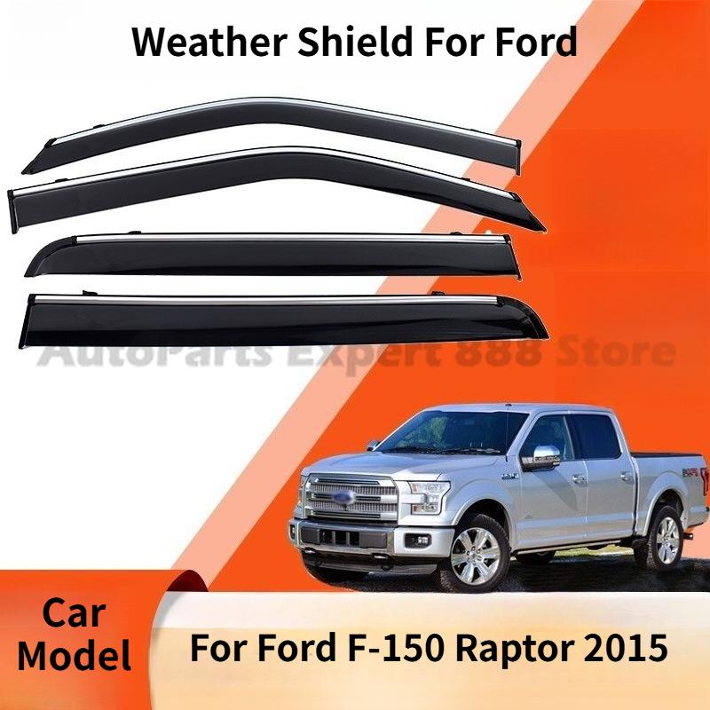 Modification Parts Weather Shield For Ford F-150 Raptor 15 Window Visor Rain Guard Deflector Windshield Rain Eyebrow Awning Trim