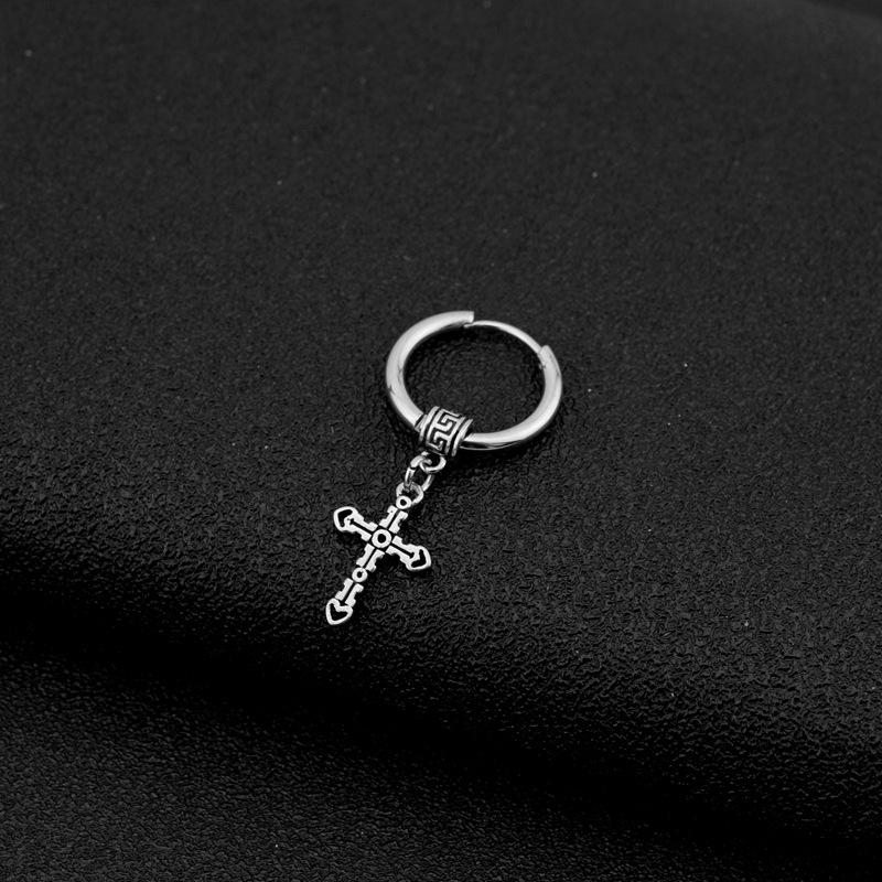 Gothic Black Pendants Cross Earrings for Teens Single Earing Crosses Medical Surgical Steel Piercing One Ear Ring Cool Stuff
