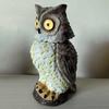 Садовая статуэтка совы на солнечной батарее, статуэтка совы из смолы с подсвеченными глазами, уличная чучела совы на солнечной батарее с пружинной головой для крыльца, газона, патио, двора