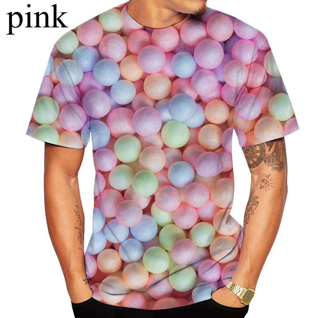 Fashion Candy Pattern Casual 3D Print Round Neck Short Sleeve Men's T-shirts