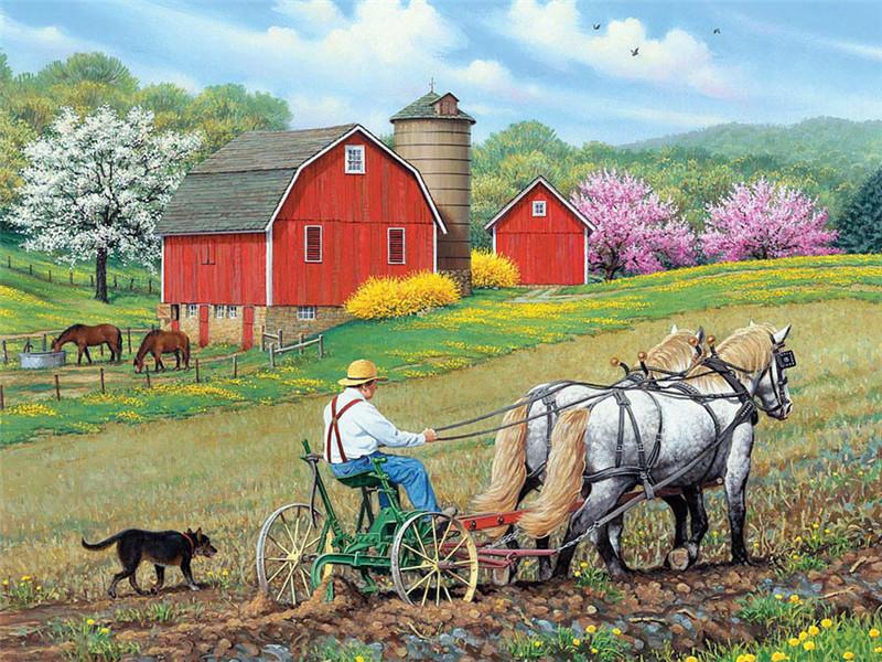 Набор для алмазной живописи Пейзаж Ферма 5D DIY Алмазная вышивка крестиком Весенняя мозаика со стразами Домашний декор