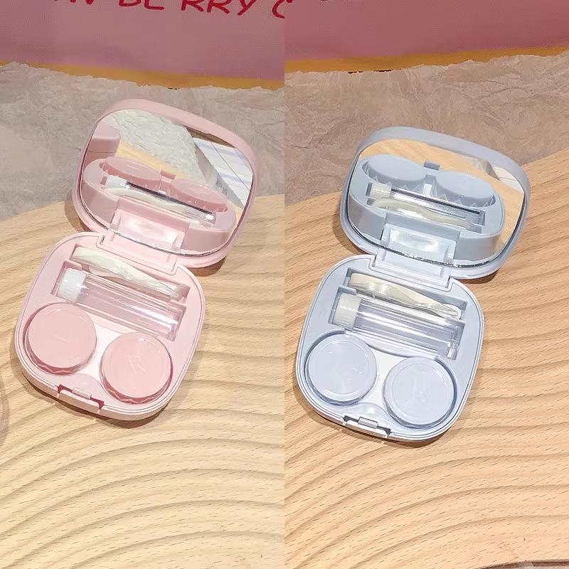 Компактный минималистичный контейнер для контактных линз с зеркалом - Герметичное хранение для цветных линз, Идеально для студентов
