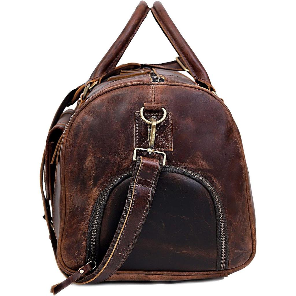 Leather Duffle Bags For Men's Leather Weekender Bag For Women Full Grain Overnight Sports Gym Duffle