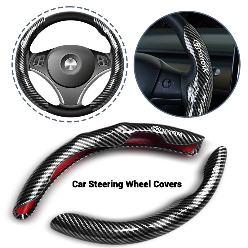 New Carbon Fiber Car Steering Wheel Cover Motorsports Style For Toyota Hilux Yaris Ractis Corolla Camry CHR Auris Tacoma Cruiser QY8