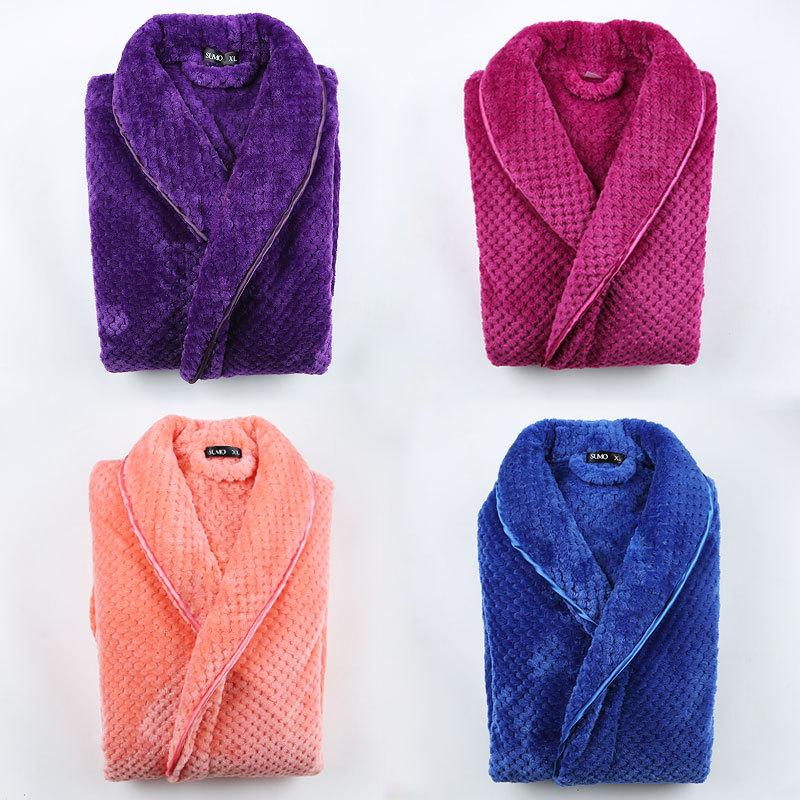 Lounge Robes Autumn and Winter Thickened Facecloth Bebe Velvet Couple Robe Plus Large Size Comfortable and Elegant Fixed Belt Bathrobe Simple Bathrobe