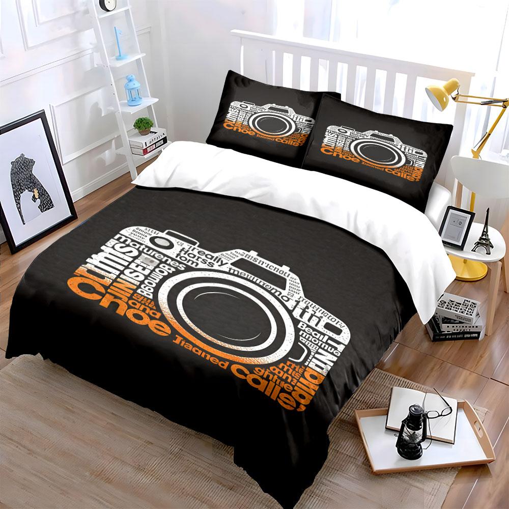 Camera and typography design. Bedding sets Duvet cover sets Duvet covers Pillowcases(1 * Duvet Cover 2 * Pillowcases, without duvet insert)