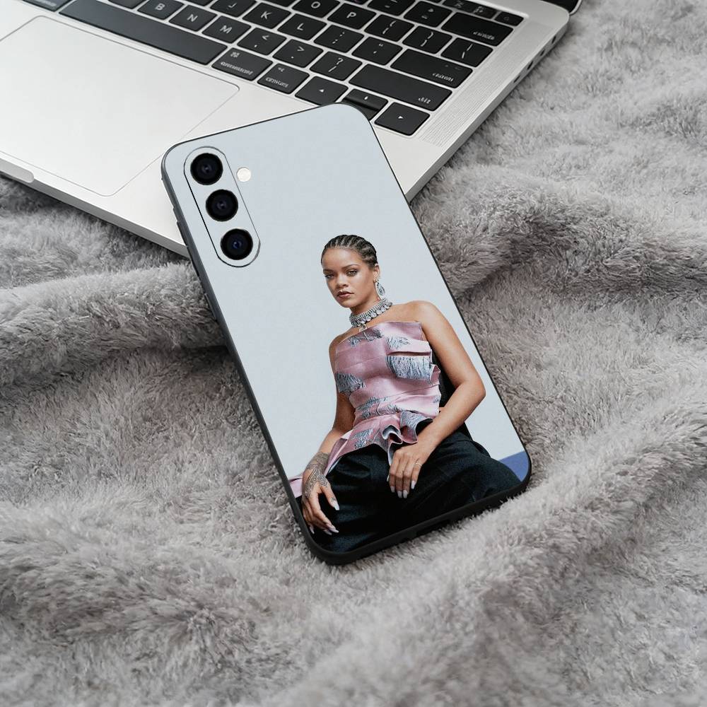 music -legend-Rihanna Black Soft Silicone Phone Case for Samsung Galaxy A73, A71, A72, A70, A53, A52, A51