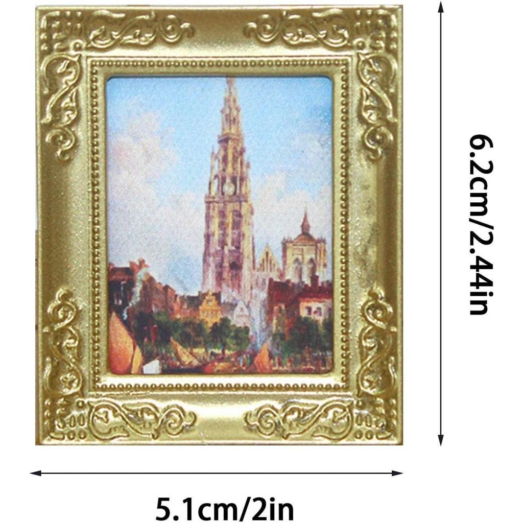 Миниатюрная картина 1/12, аксессуары для украшения кукольного домика, античная миниатюрная фоторамка, классическая ручная настенная картина, украшение стены, кукольный домик, художественная раскраска