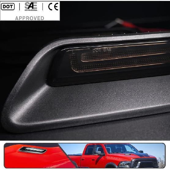 2Pcs White&Amber LED Hood Scoop Light for 2010-2018 Ram 1500 Sport Hood Air Flow Vent Grille Lamp with DRL Turn Signal Lights Functions Smoked Lens