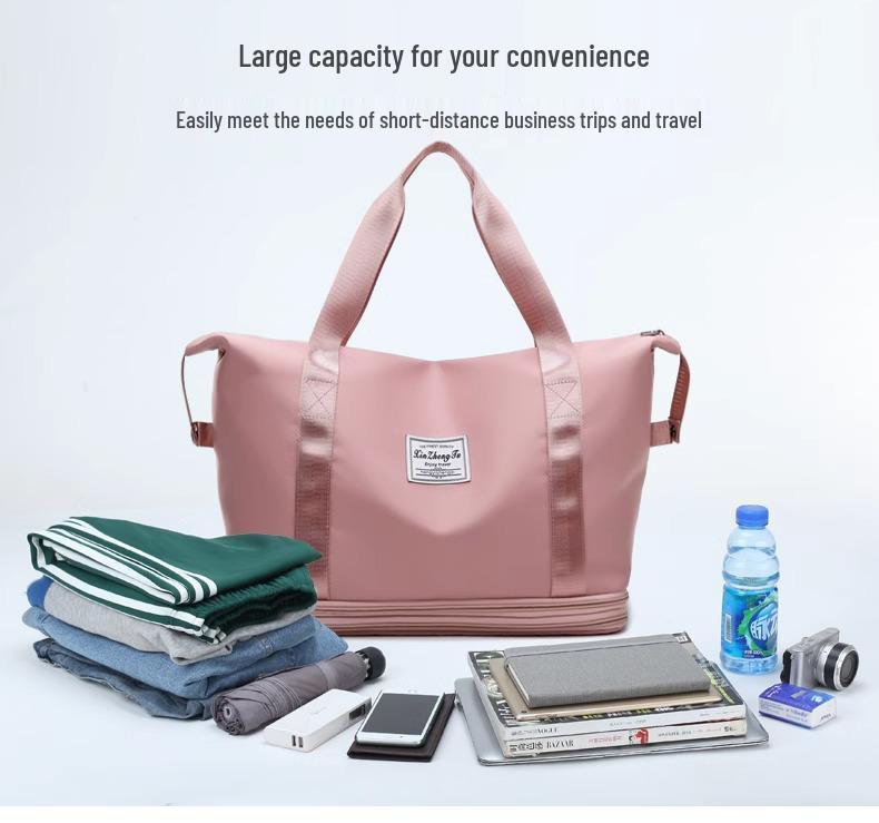 Expandable Water-Resistant Sports Bag with Wet/Dry Separation for Travel & Outdoor Activities