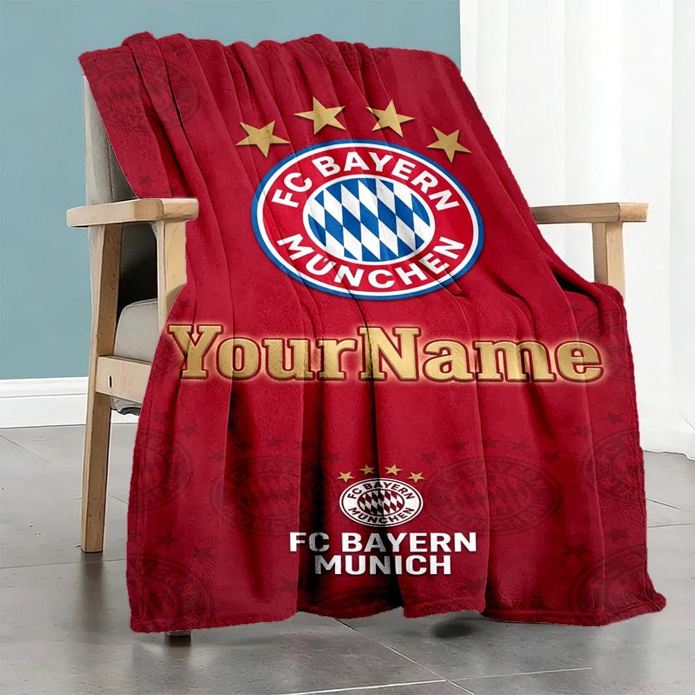 Bayern Munich Personalized Text Blanket Multi-purpose Personalized Blanket Durable Comfort Great for Office Chair Seaside Office Couch