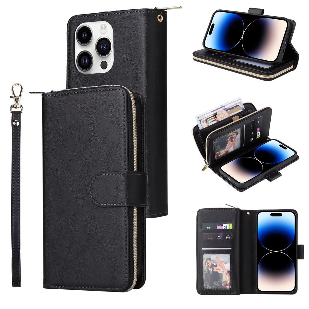 Ультратонкий двухслойный чехол-кошелек с отделениями для карт для iPhone 15 14 13 12 11 XR Samsung S24 S23 S22 S21 A13 A14 A15 A35 A55 A54 Redmi кожаный откидной чехол