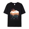 Mountain landscape with deer and treesPrint T-Shirt Summer Casual Streetwear Men Women Unisex Fashion Tshirt Top