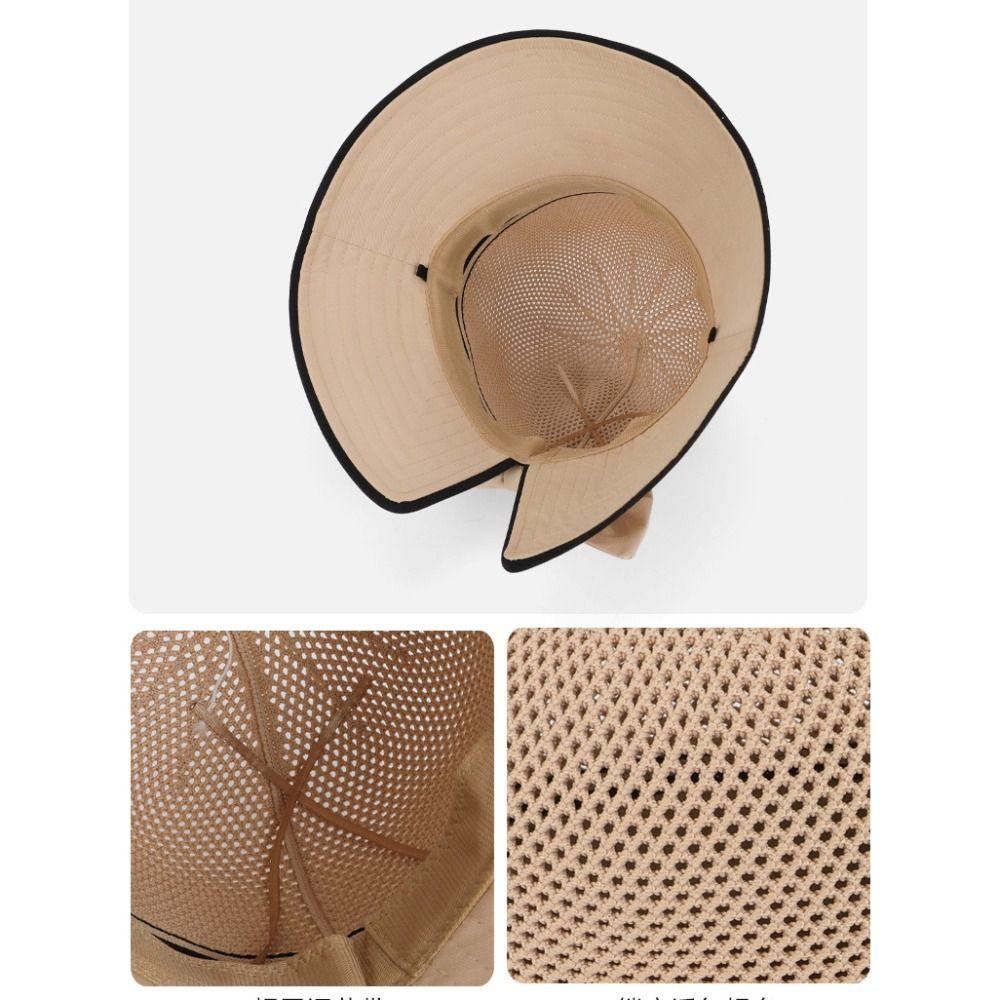 Weave Bow Fisherman Hat Large Bow Sunscreen Bucket Hat Elegant Women Sun Hat  Riding