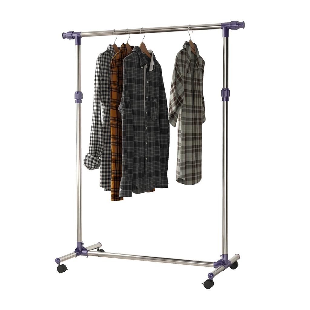 Stainless Steel Clothes Rack on Wheels, Adjustable Width and Height