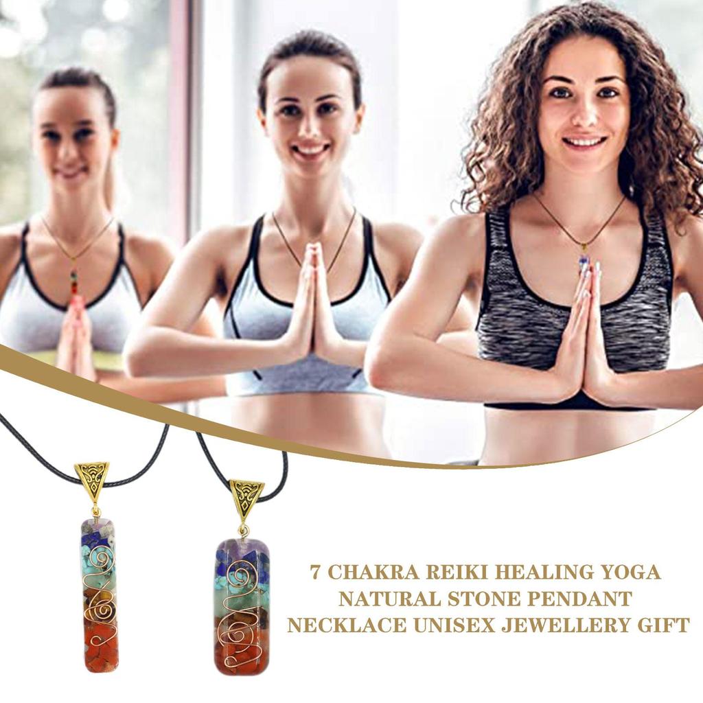 Кулон с камнями 7 чакр, шейный платок в стиле ретро, ​​чакра, исцеляющий энергетический камень, натуральный кулон для женщин Y G0H8