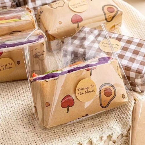 50-Pack Sandwich Wrapping Paper Set with 50 Wrapping Papers and 100 OPP Bags, Perfect for Food Wrapping, Sandwich Wrapping, Sandwich Packaging, Cookin