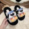 Милые мультяшные тапочки-куклы для девочек, хлопковые тапочки, осенне-зимняя ниша, домашние тапочки для помещений, нескользящие, теплые, пушистые тапочки