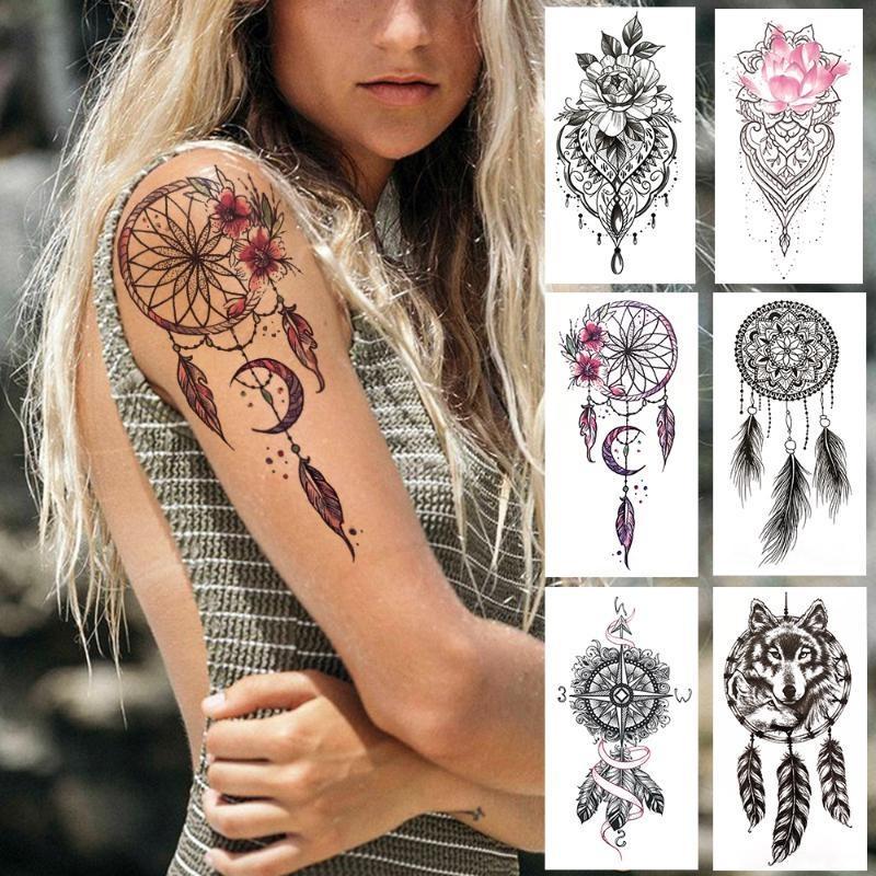 NEW 1 PC 210*114MM Cherry Blossom Fake Temporary Tattoo For Women Girl Watercolor Rose Flower Tattoos Flora Branch Chest Back Tatoo Paper Stickers