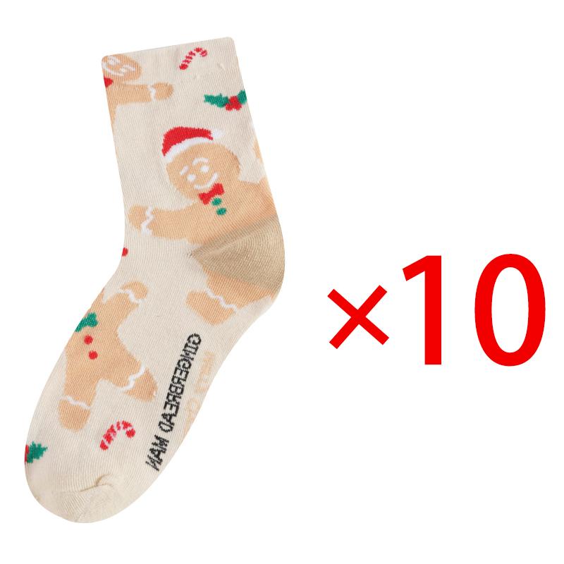 10 пар рождественских носков женские осенне-зимние теплые носки снеговик лось пряничный человечек милые мультяшные носки до середины икры Санта-Клаус