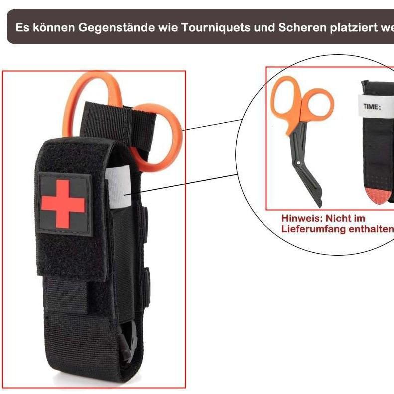 Подсумок тактический медицинский и для ножниц для улицы с EDC-турникетом и отсеком для фонарика