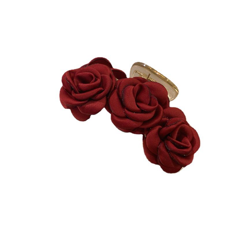 Stunning Camellia Red Hairpin: Plush High-End Autumn/Winter Headdress