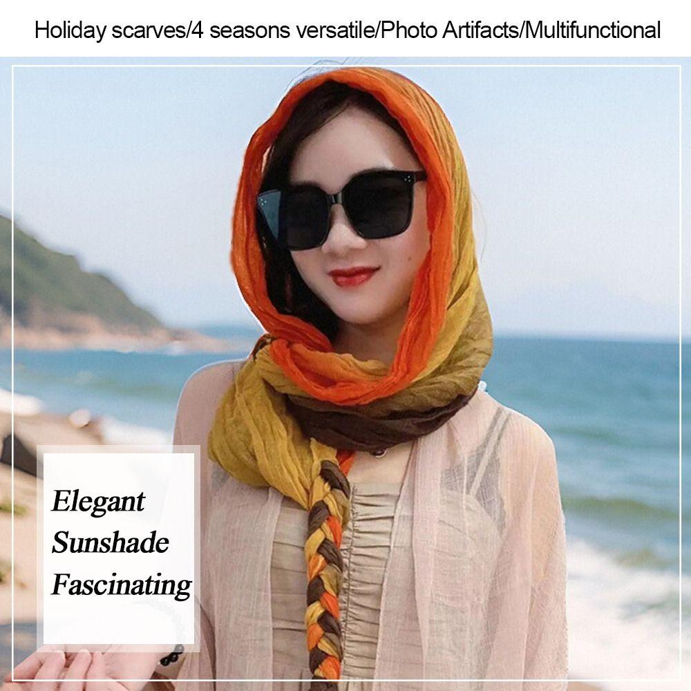 Handwoven Sunscreen Scarf Long Headscarf Shawl Fashion Accessory Beach Shawl Spring Summer