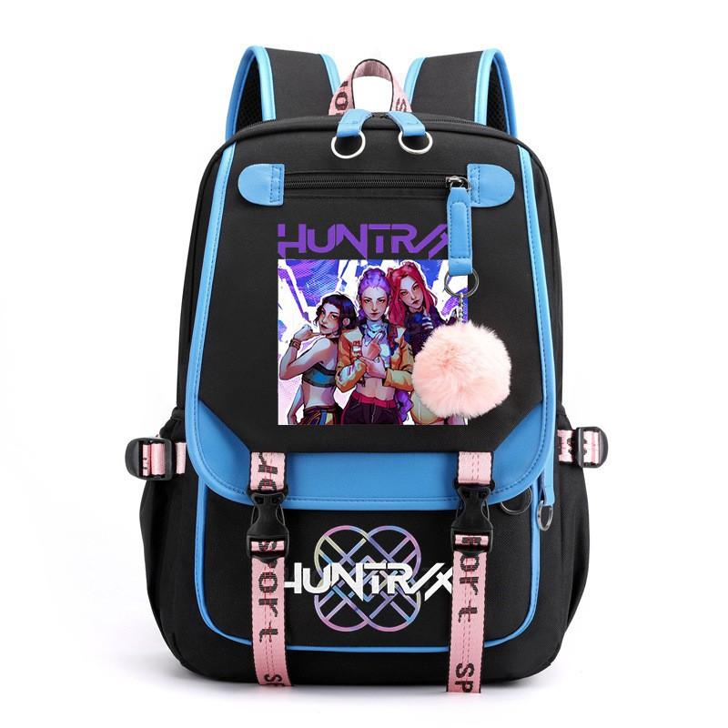 K-Pop Anime Printed Backpack Teens School Bag With Spine Support 20-35L Capacity Oxford Fabric Unisex College Style