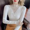 2024 Glam Chic Turtleneck Sheer Knit Top - Women's Casual Slim Fit for Fall/Winter
