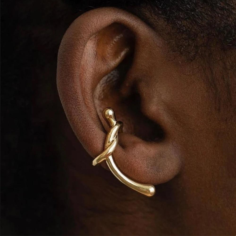 Personality Irregularity Tie A Knot Line Clip Earrings for Women Men Charm Hip Hop Rock Ear Cuff Piercing Earrings Jewelry