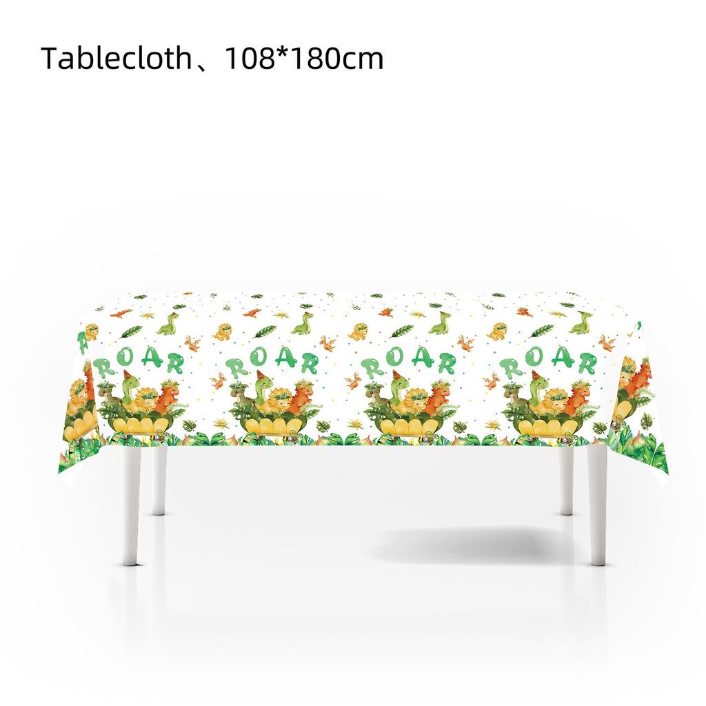 Jungle Dinosaur Party Disposable Tableware Set Green Dino Roar Paper Plates Happy Kids Jungle Dino 1st Birthday Party Decoration