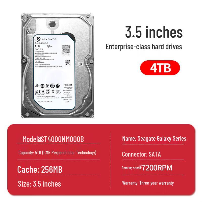Seagate Exos 7E10 4TB Enterprise SATA HDD