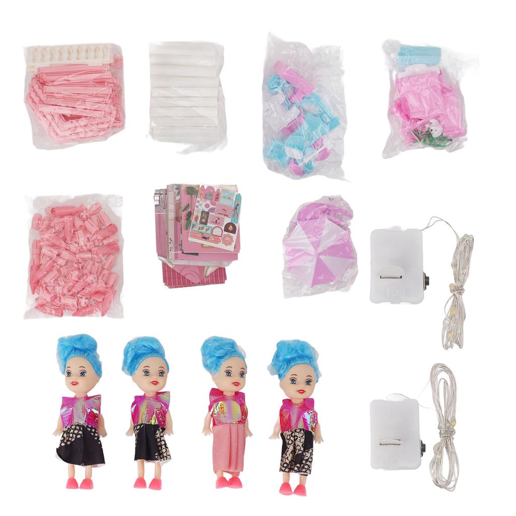 Миниатюрная модель виллы кукольного домика со светодиодной подсветкой, способствующей социальному взаимодействию, 14 комнат, электрический кукольный домик