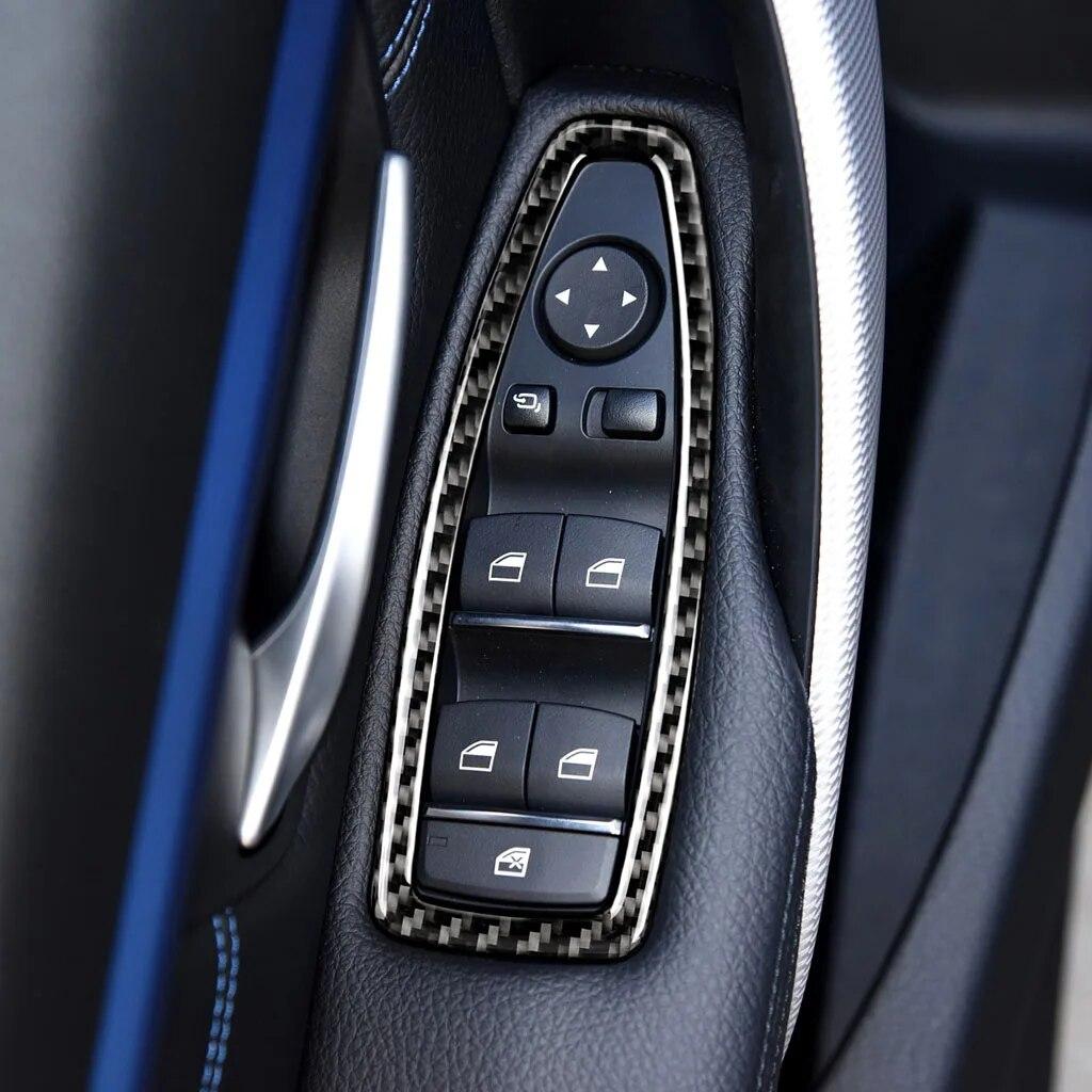 4pcs Carbon Car Window Switch Button Panel Decor Trim Sticker for BMW F20 F21 F30 F34 F20 1 2 3 Series GT Interior Accessories
