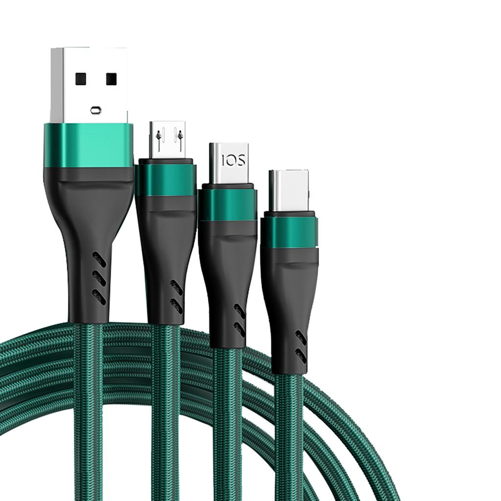 100 Вт 6A 3-в-1 USB-кабель, кабель для быстрой зарядки, многофункциональный зарядный шнур, USB-шнур, адаптер, плетеный провод для мобильного телефона, планшета, ноутбука