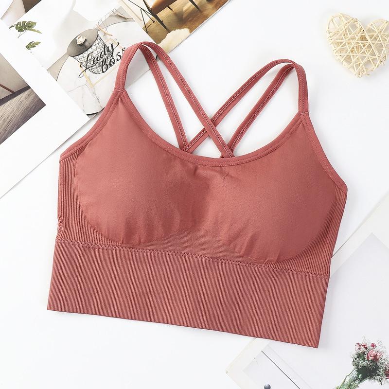 Plus Size Ribbed Strappy Sports Bra - Shockproof, Comfortable & Thin for Women’s Fitness