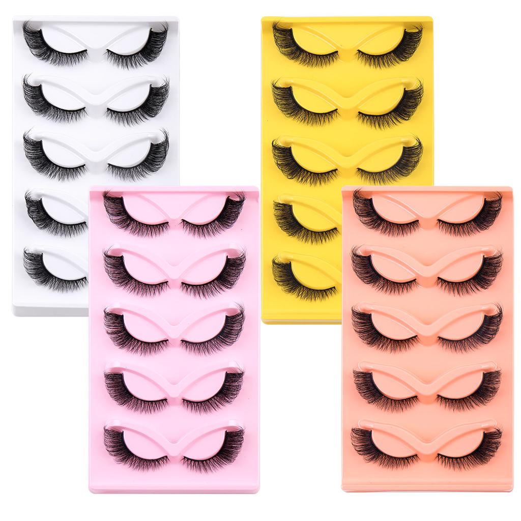 5 Pairs Of Oblique Flying Fox False Eyelashes, Natural Thick End Of The Eyes, Extended Eyelashes