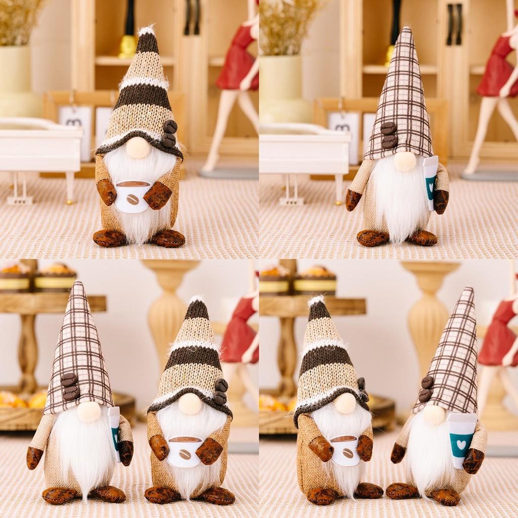 Очаровательная фигурка гнома в виде кофейного зерна в уютной вязаной шапке для праздничных украшений