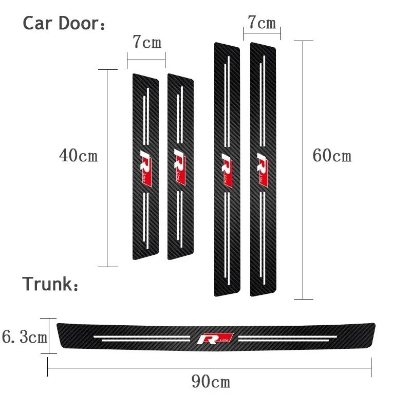 opq1 5Pcs Car Logo Door Sill Threshold Anti-scratch Protector Stickers For VW R-Line GTI Golf 6 7 Polo CC Passat B6 Tiguan Bora Jetta