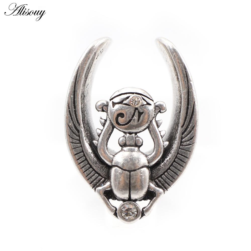 Alisouy 1PC Медь Навозный Жук Цветок Крыло Летучей Мыши Седло Ушные Туннели Затычки Расширитель Растяжитель Измерители Серьги Пирсинг Украшения Для Тела