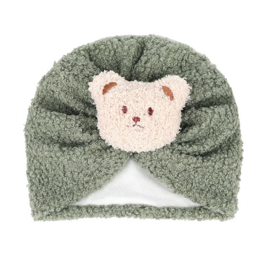 Children Hat Cartoon Bear Design Comfortable Elastic Fit Knitting Hat All-Round Thermal Protection Winter Baby Hat