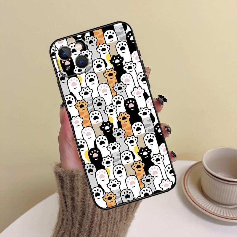 Cute Funny Cats Paws Pattern Phone Case For iPhone 16 Pro Max 14 13 12 11 15 17 Pro Max mini Plus 16e 17 Air Cover Funda