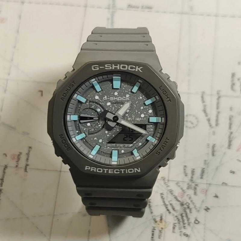 Casio Кастомизированные часы модифицированная серия Farmer Oak Original ремешок из смолы GA-2100-SKE расписаны вручную GA-2100-1A1(Watch3-GaiZhuang-ShouHuiXiLieLanHeiWuShi