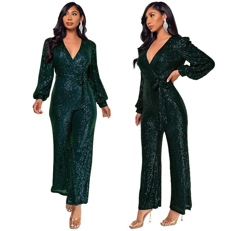 Женский элегантный длинный рукав с пайетками для невесты, подружек невесты, вечернего коктейльного вечернего длинного комбинезона