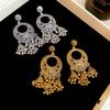 Круглые полые серьги-капли с кисточками в виде колокольчиков для женщин 2025 Новые ретро этнические стиль Легкая роскошь Высококлассный циркон Аксессуары для девушек