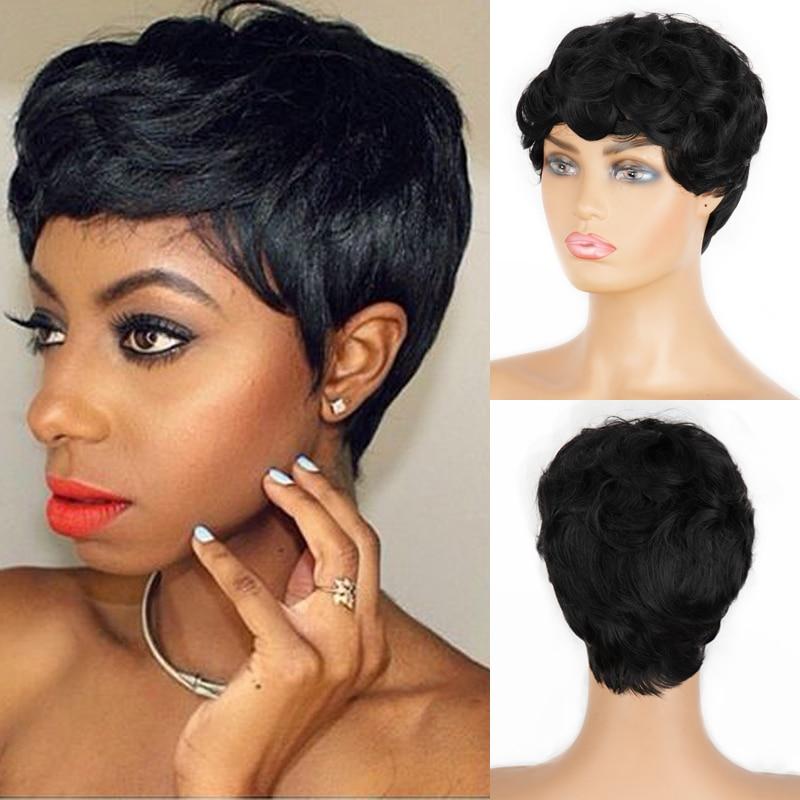 MISSQUEEN Короткие волнистые парики из синтетических волос Ombre 6-дюймовые парики Боб для чернокожих женщин Термостойкие синтетические парики Ежедневный парик